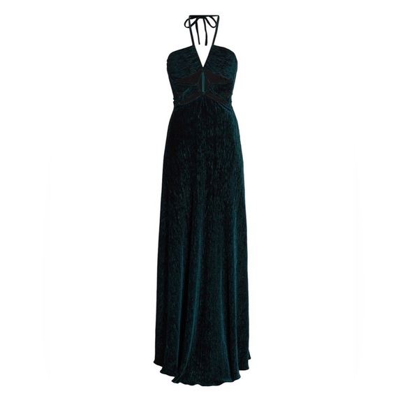 NWT PATBO Textured Velvet Lace-up Maxi Dress Prussian Green - Picture 8 of 17